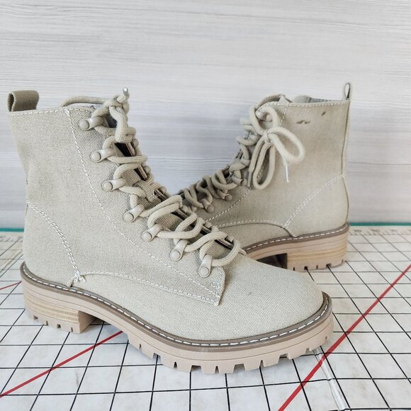 Women's Parker Lace-up Combat Boots Side Zip Universal Thread Tan Bootie - Picture 11 of 13